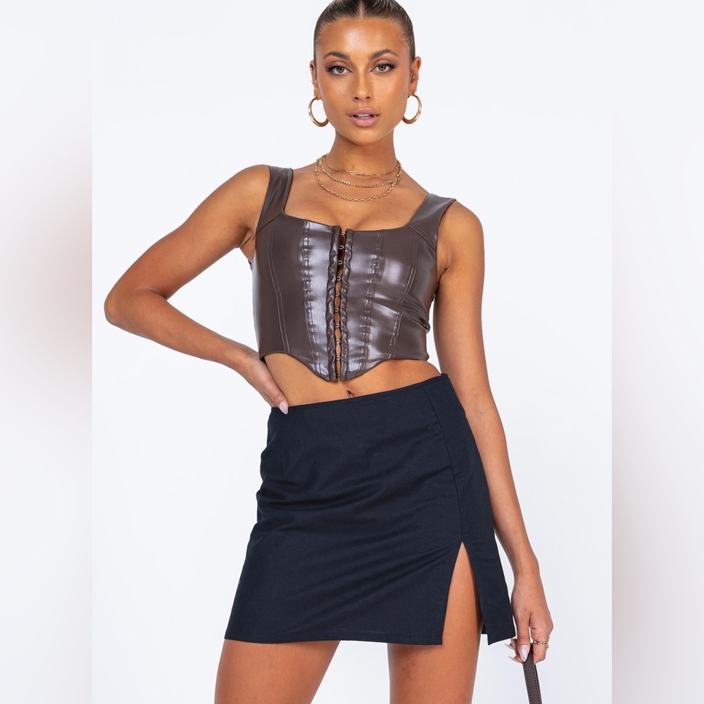 Princess Polly Motel Sheny Black Mini Skirt